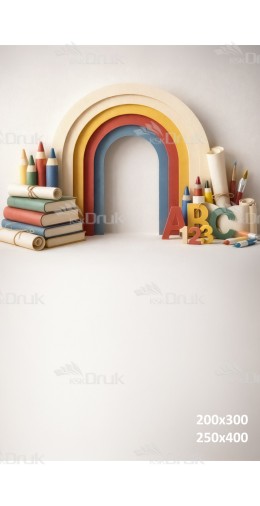 Tło fotograficzne „Edukacyjna tęcza minimal – pastelowa strefa nauki” | 4134